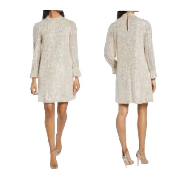 NWT Julia Jordan Sequin Cocktail Dress Mock Turtle Sz‎ 12 - Picture 1 of 11